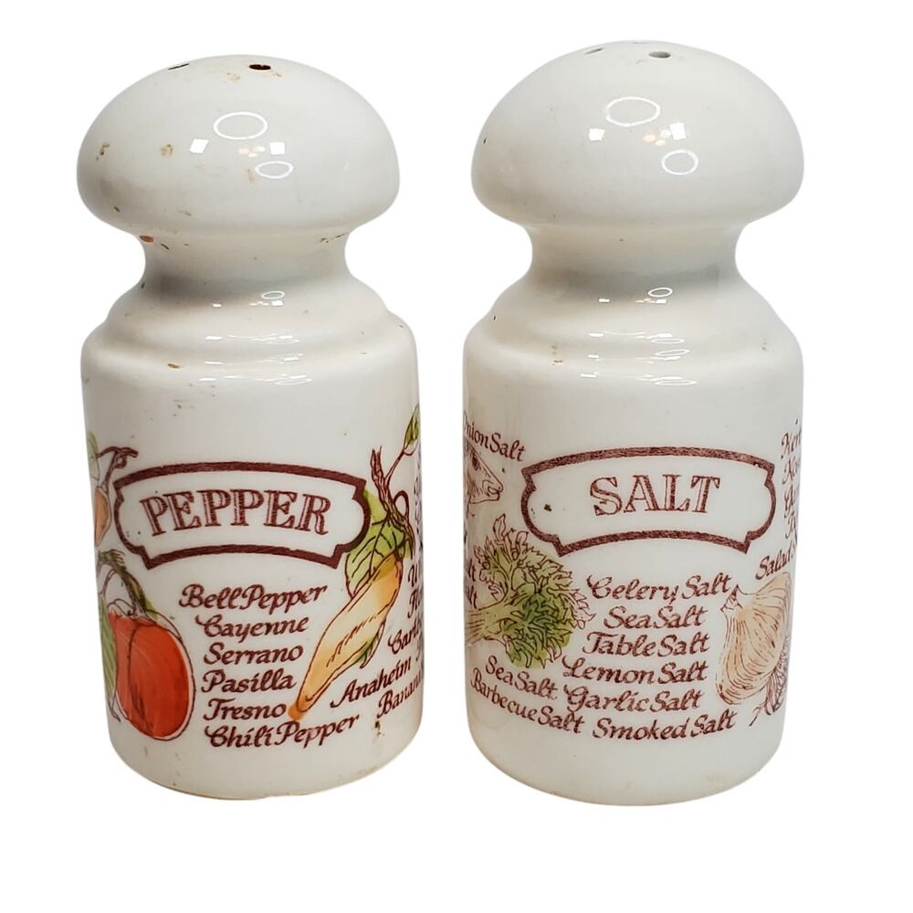 Vegetables Variety Salt & Pepper Shakers Porcelain White Vtg Avon 1980